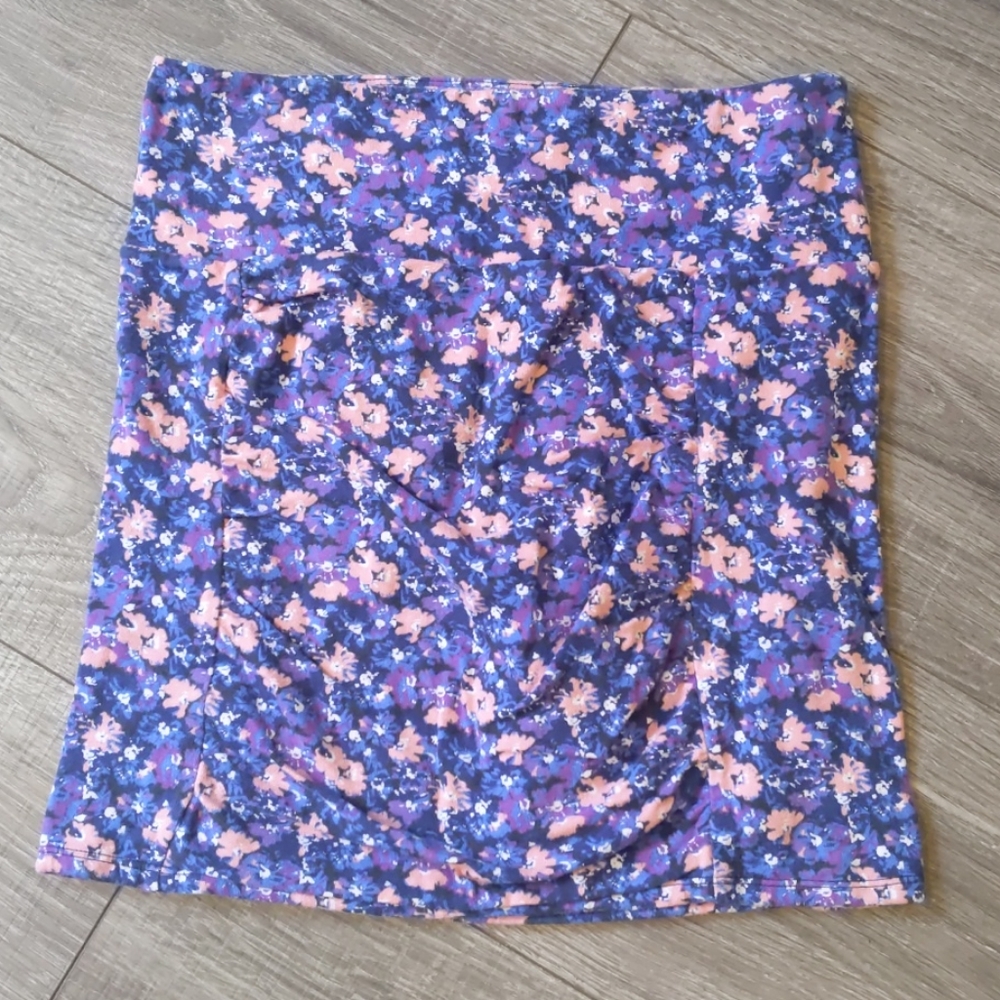 Free People Purple Floral Bodycon Mini Skirt